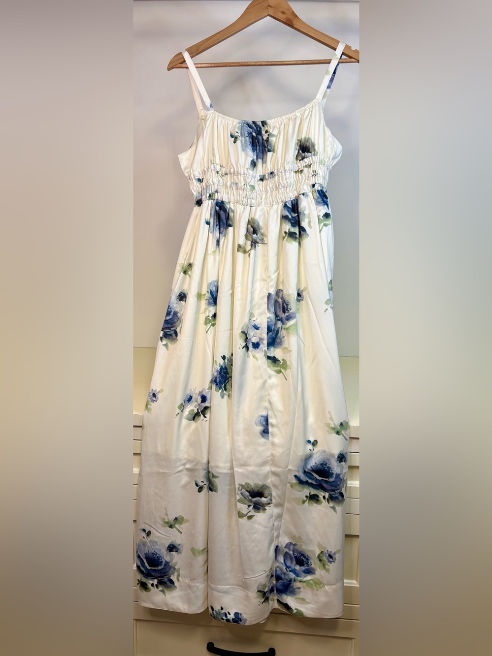 NWT - Rosie Posie Floral Maxi Dress with Blue Roses- sz Med